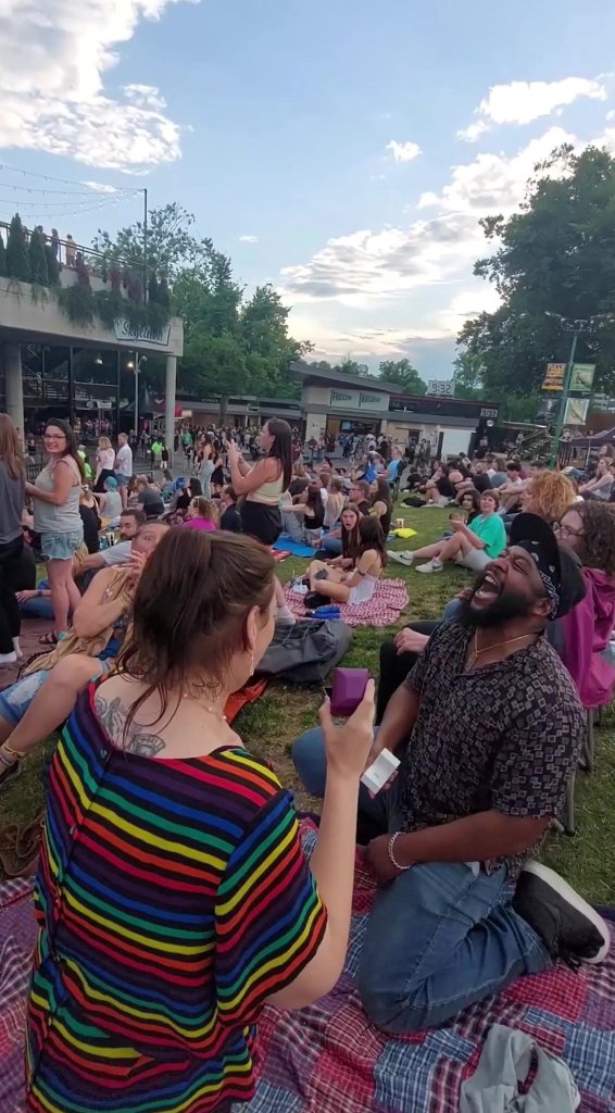 Video capture of Rachel Hundertmark and Rashad Polk's double proposal at the Modest Mouse concert